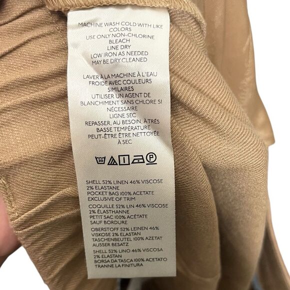 Anthropologie Maeve Avery Trousers Women’s Medium Tan Wide Leg Linen Blend - Picture 12 of 13
